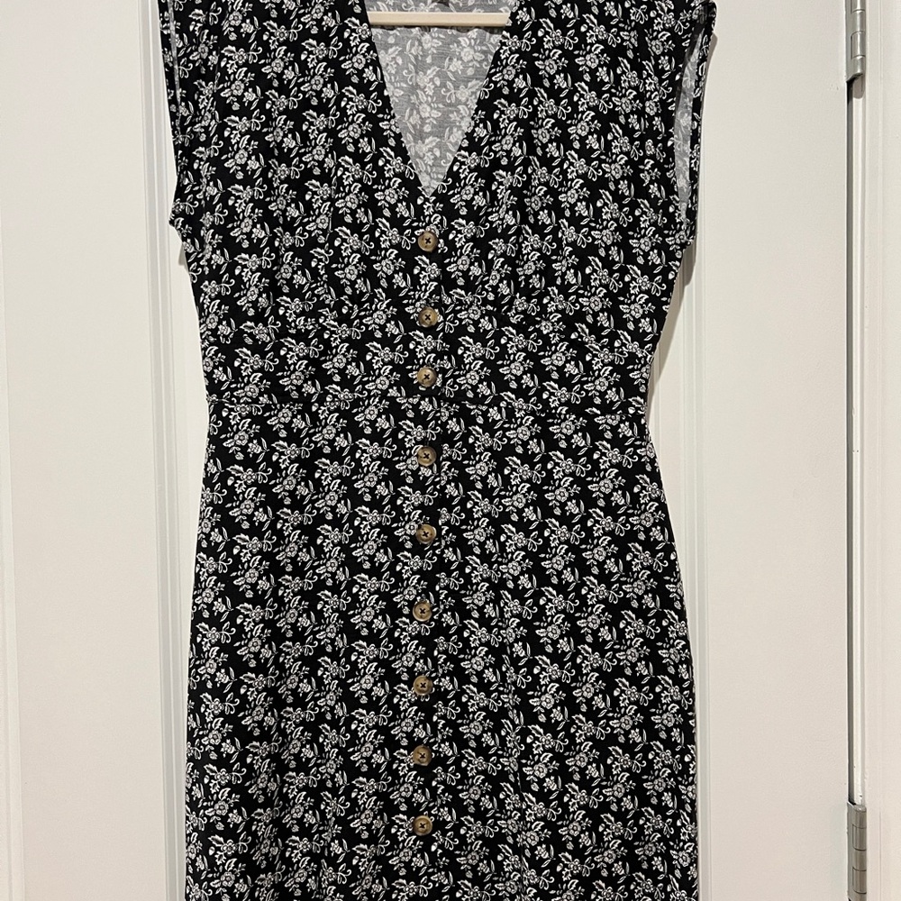 LOFT Petite Bloom Button Flare Dress
